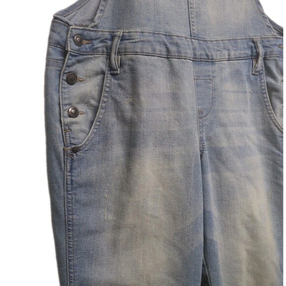 LEI Overall Denim Y2K Juniors Medium Light Wash Faded Laps Overall Blue M VTG - Picture 6 of 13